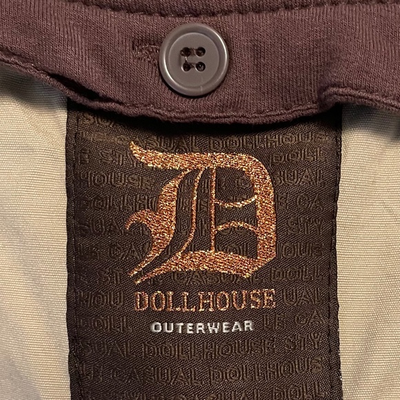 Dollhouse Outerwear Trench Style Jacket with Faux Hoodie Insert Size Medium - Picture 3 of 10